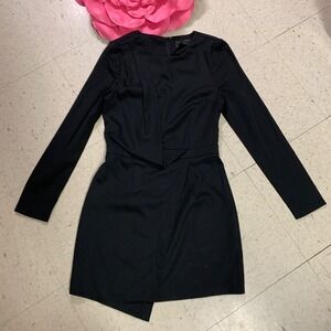 BLAQUE LABEL Womens Size XS Black Asymmetrical Faux Wrap Mini Dress